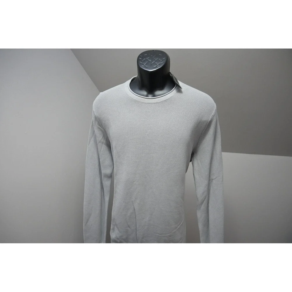 Banana Republic Thermal Sweater Mens Large Gray Long Sleeve‎ Waffle Knit NWT